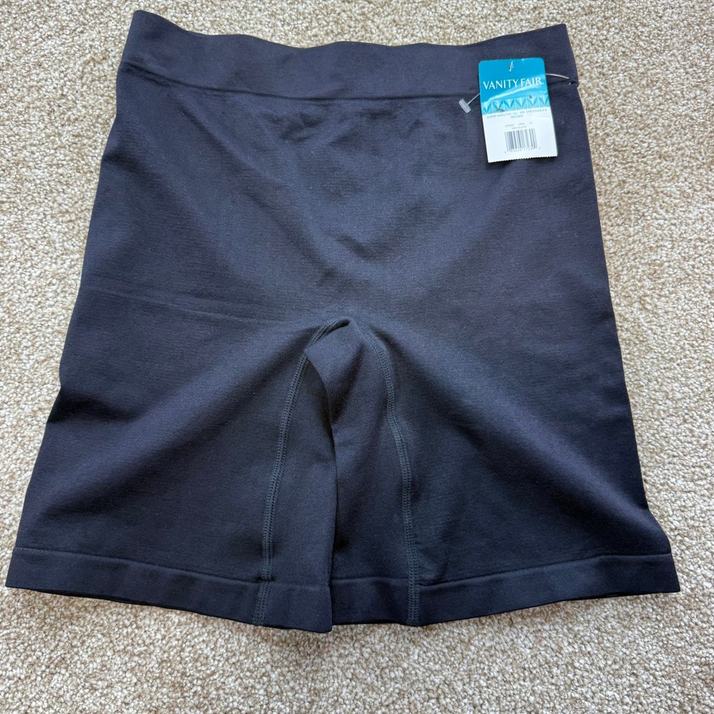 Vanity Fair Womens XL Mid Black Seamless Slip Shorts New Smoothing Shapewear